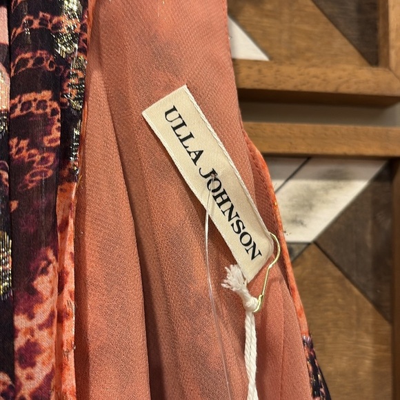 Ulla Johnson Noemi Wrap-Style Metallic Silk Mini Dress Coral 2 NWT - Picture 12 of 16